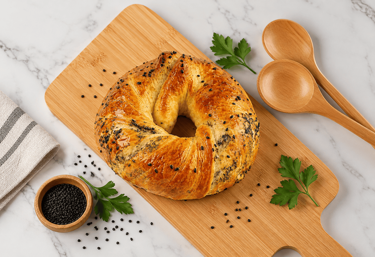 Булочка с оливковой пастой
